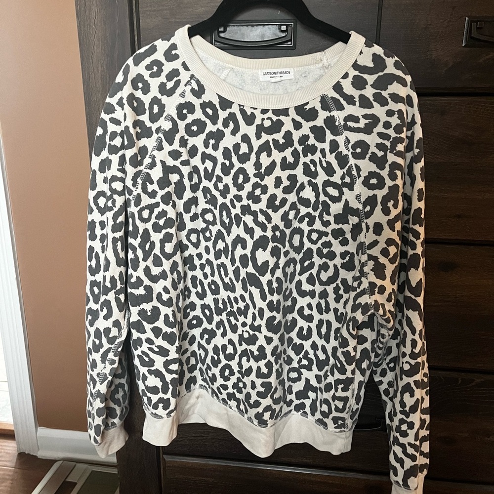 Gray Leopard Print Sweater